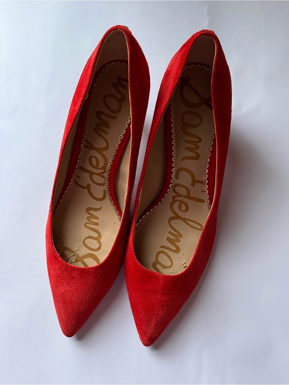 Sam Edelman Red Suede Pointed Toe Heels Size 6.5